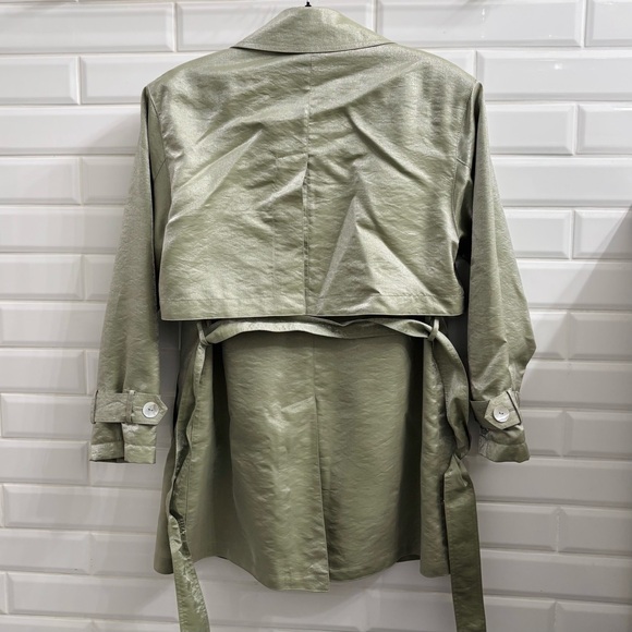 Vintage Petite Sophisticate Women’s Mint Green Capelet Midlength Trench Coat - Picture 6 of 8